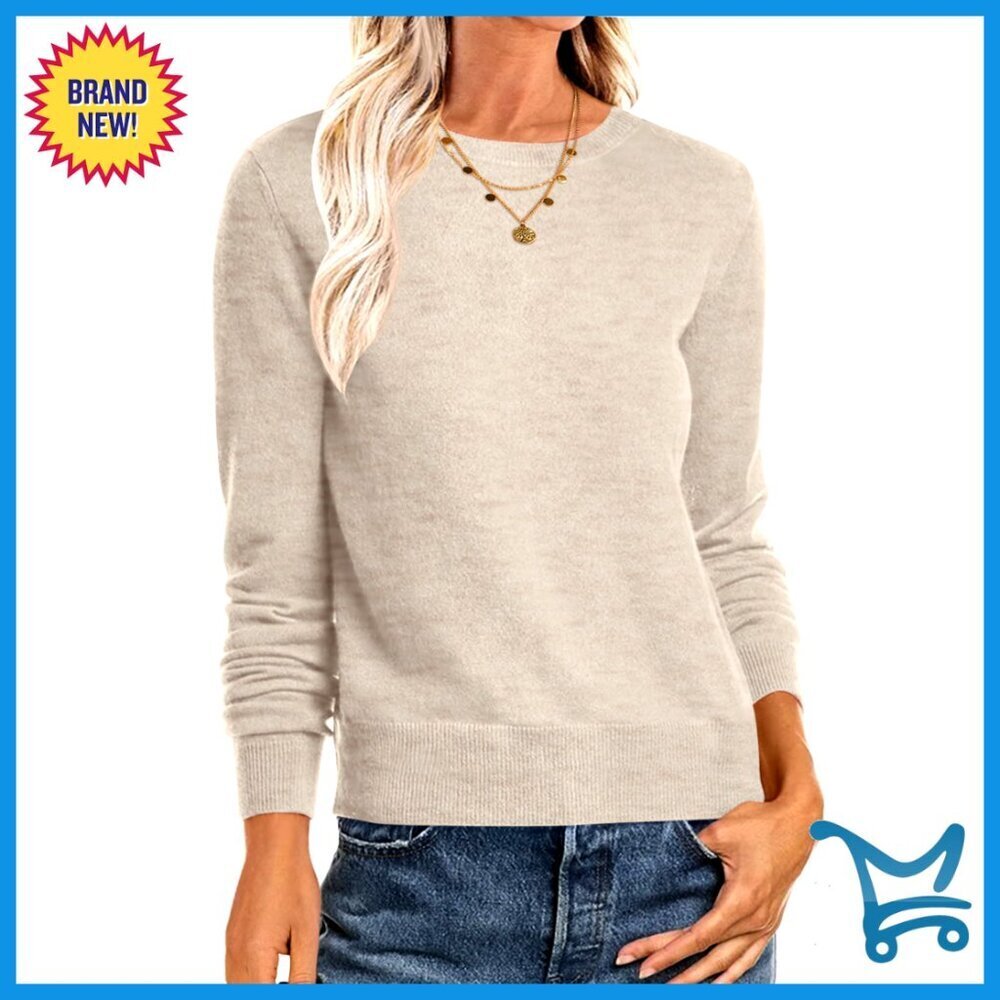 Lightweight Crewneck Pullover Sweater, Loose Fit, Soft Knit, Fall Layering